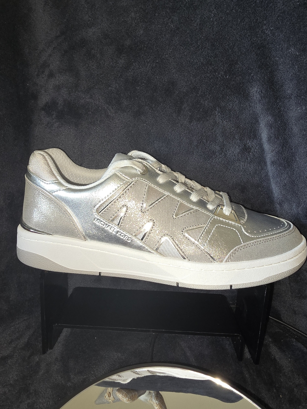 Michael Kors Rebel Metallic Silver Leather Sneakers Women's 10M NIB - Picture 11 of 14